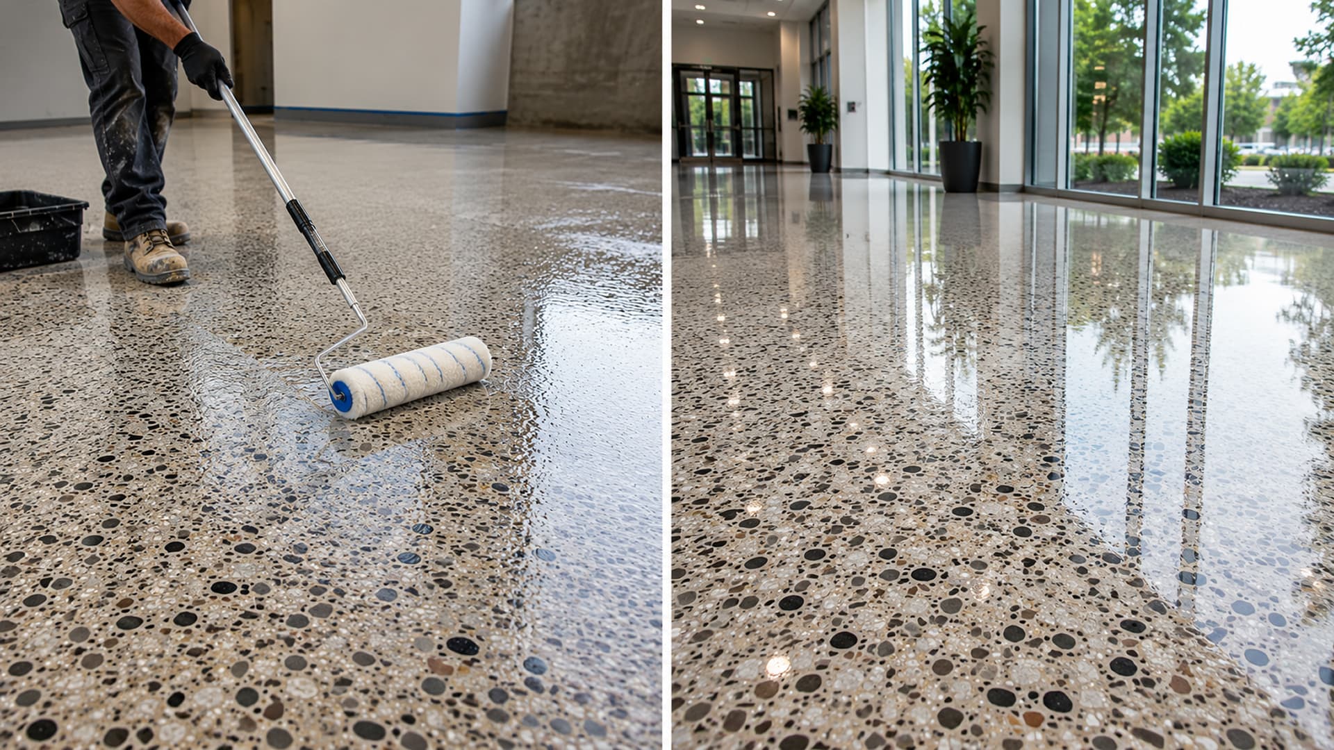 Applying a breathable penetrating sealer to a terrazzo floor