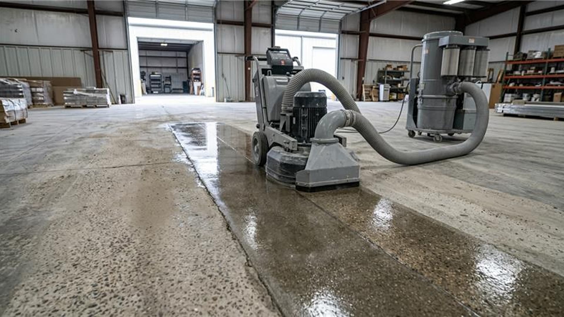 Different concrete polish finishes side by side