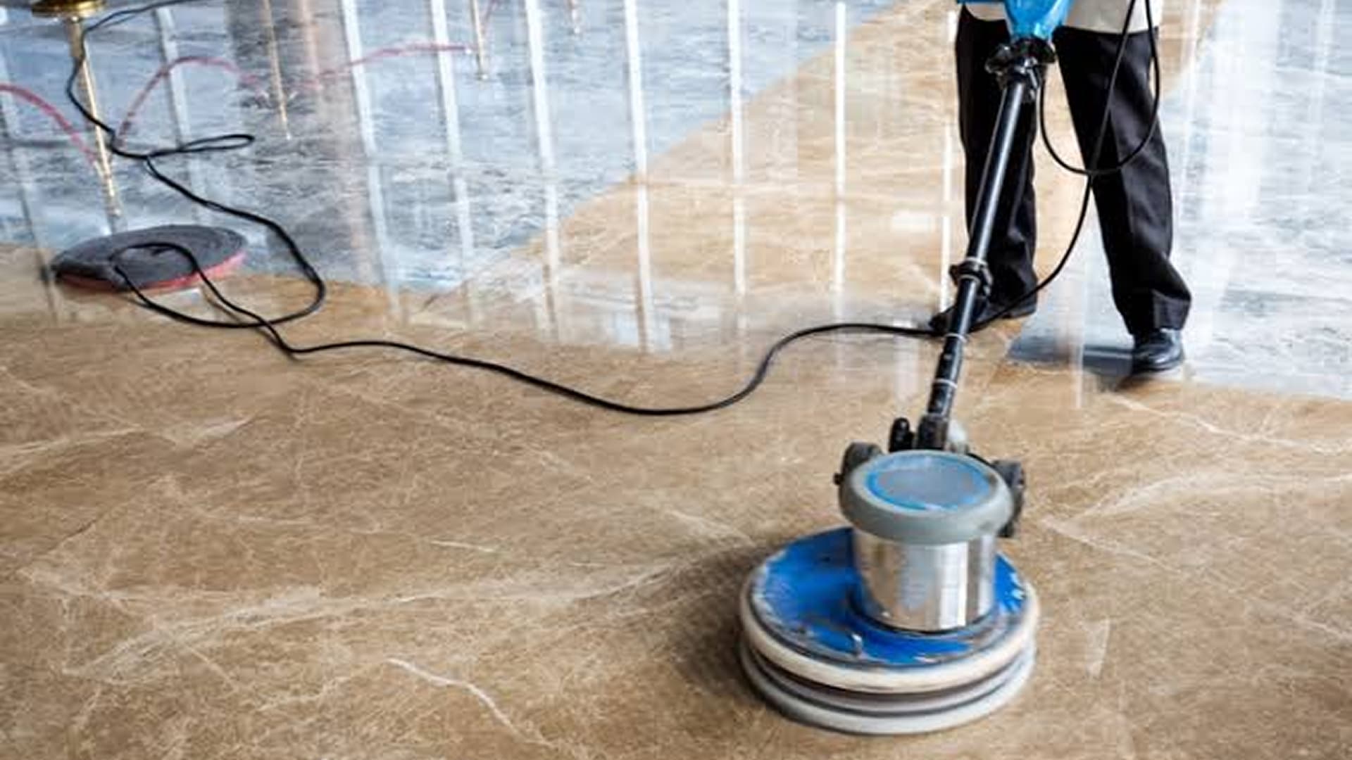 Dull, cloudy marble floor before professional cleaning